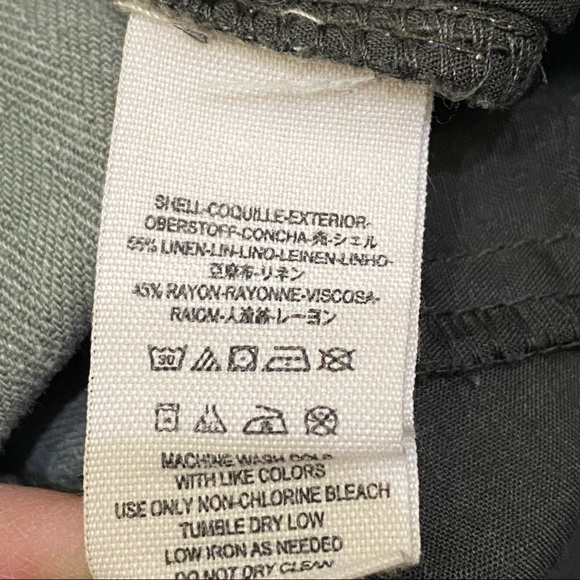 Free People Army Green Herringbone Distressed Relaxed Pants Size 4 - Picture 12 of 12